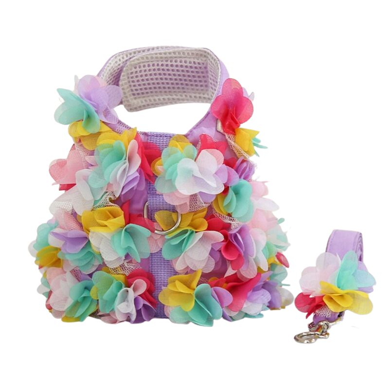 Dainty Flower Dog Harness & Leash Set