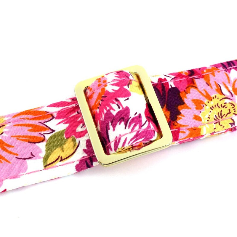 Pink Rose Flower Dog Collar & Leash Set | Personalized Free