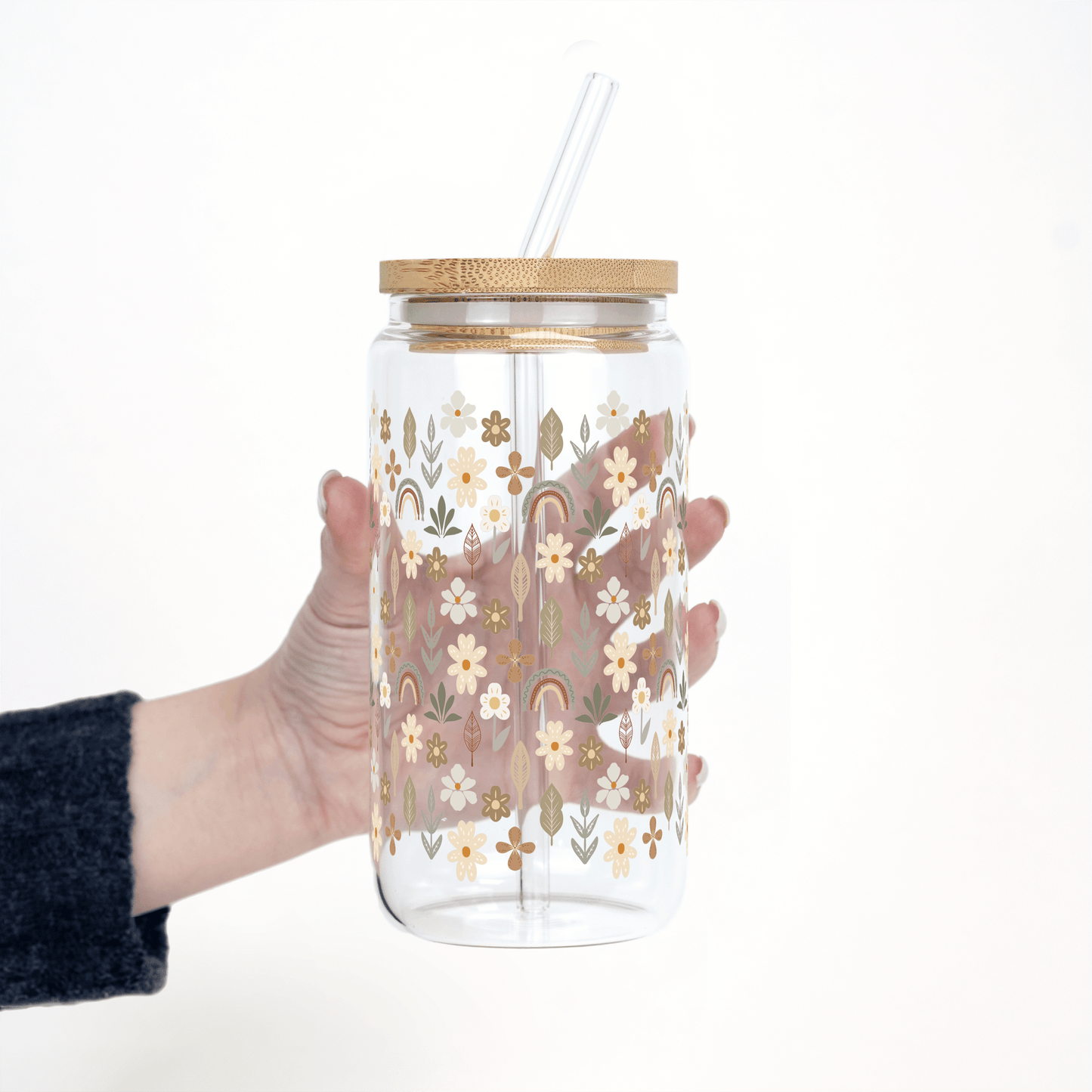 Neutral Wildflowers Cup With Lid and Straw