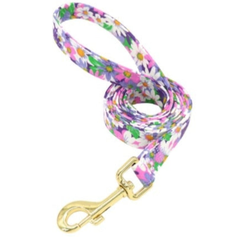 Purple Daisy Flower Dog Collar & Leash Set | Personalized Free