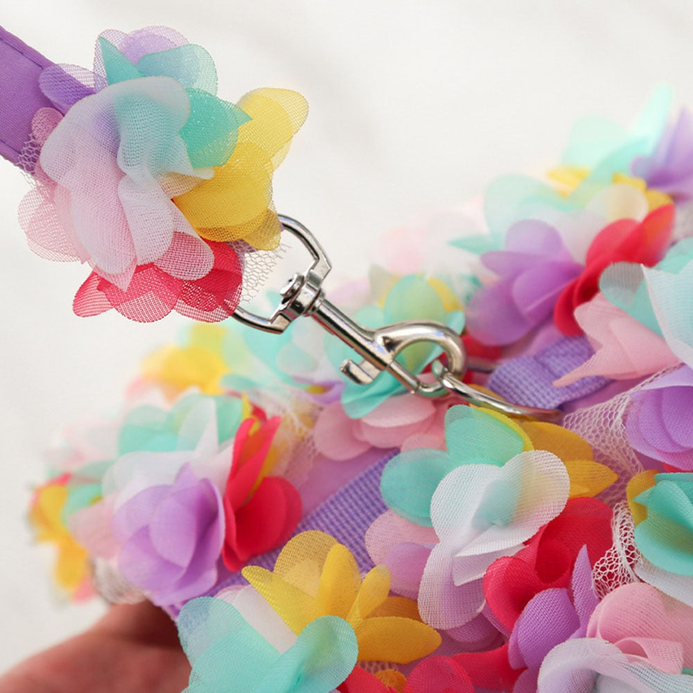 Dainty Flower Dog Harness & Leash Set