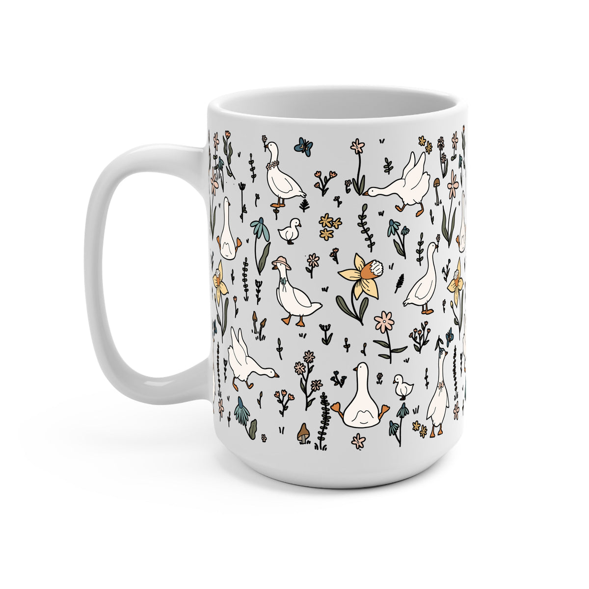 Spring Garden Geese Glass Cups