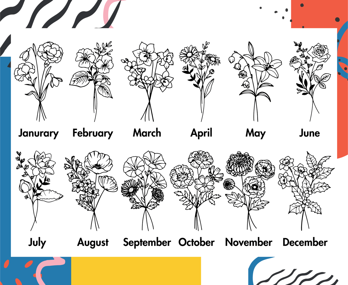 Personalized Birth Flower 17oz Glass Mug With Lid and Straw