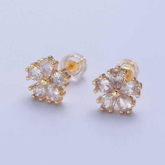 Gold Daisy Floral Stud Earring T463