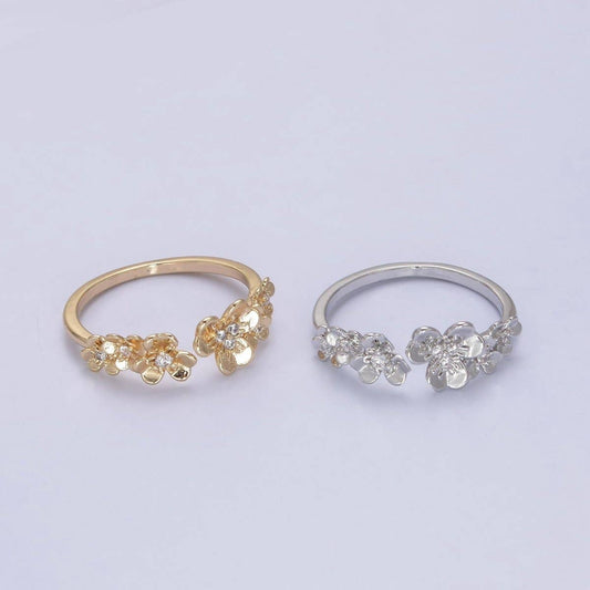 Dainty Daisy Ring in Gold Filled Silver Open Adjustable Flower Ring U-495 U-496