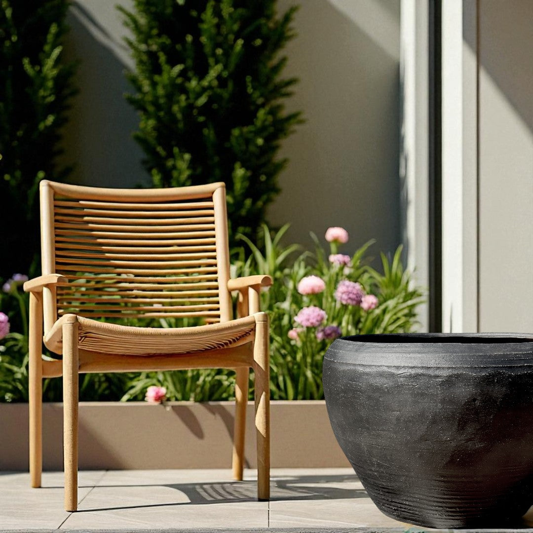 Titan XXL, Fiber Clay Pot, Hand-painted in Aged Black or Aged White, 28.3"D x 17"H