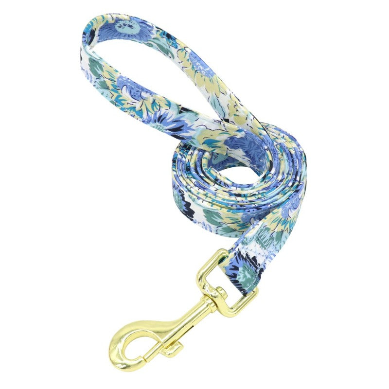 Blue Daisy Flower Dog Collar & Leash Set | Personalized Free