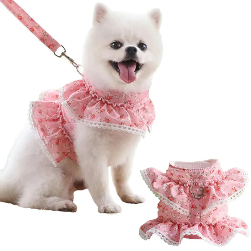 Dainty Floral & Lace Dog Harness