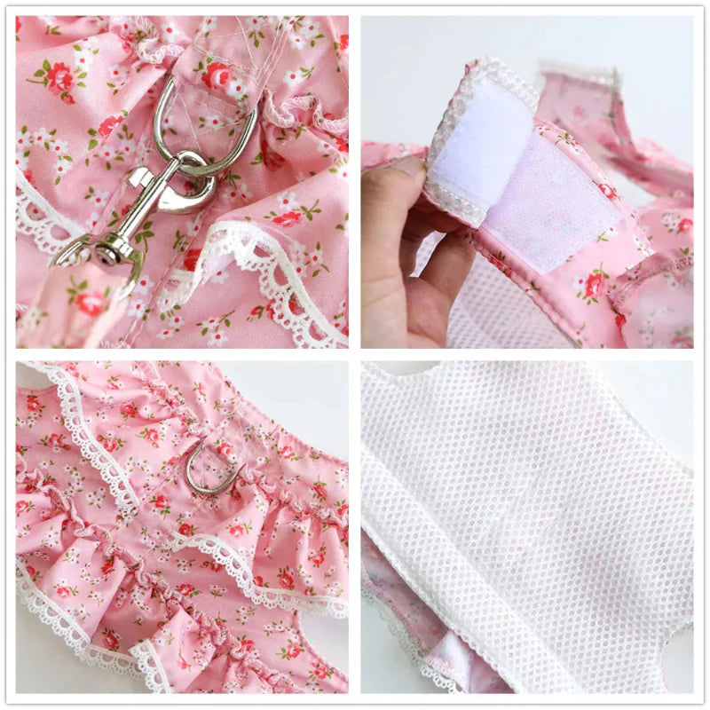 Dainty Floral & Lace Dog Harness