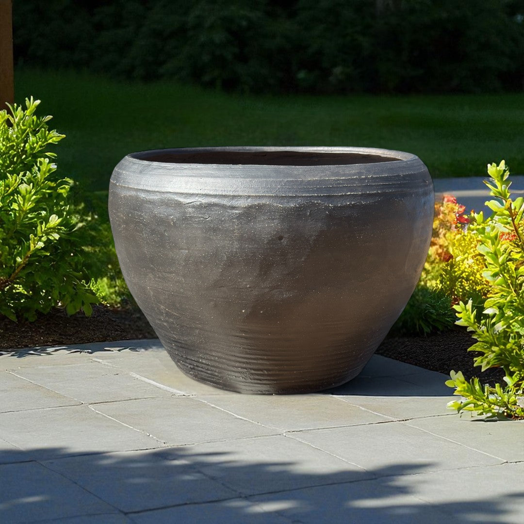 Titan XXL, Fiber Clay Pot, Hand-painted in Aged Black or Aged White, 28.3"D x 17"H