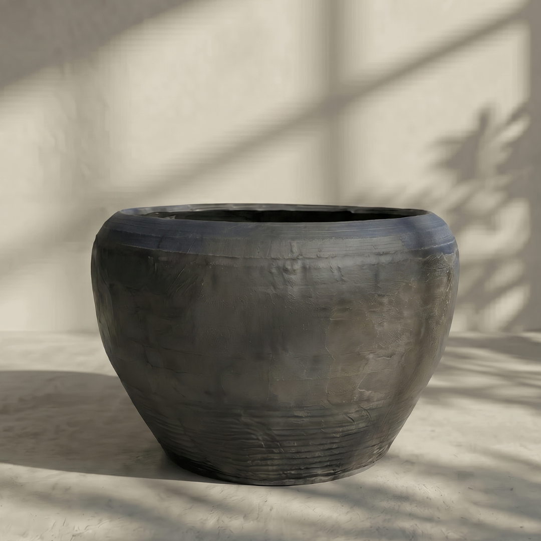 Titan XXL, Fiber Clay Pot, Hand-painted in Aged White or Aged Black, 28.3"D x 17"H