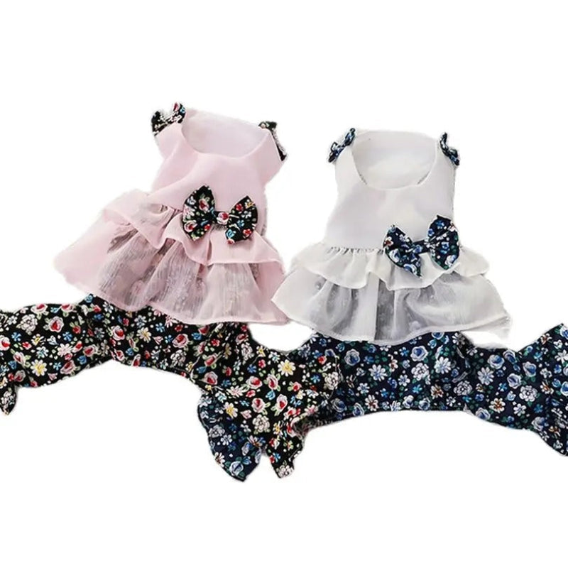 Floral Ruffle Dog Romper – Pink or White