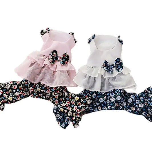 Floral Ruffle Dog Romper – Pink or White
