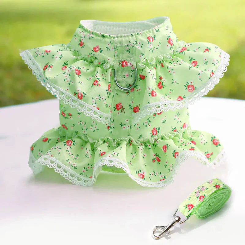 Dainty Floral & Lace Dog Harness