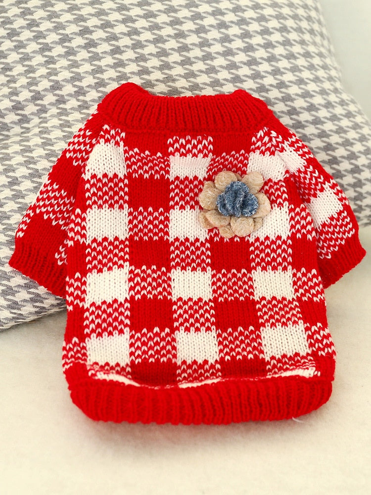 Floral Plaid Dog Sweater