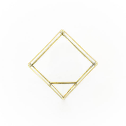 Heptahedron Geometric Glass Terrarium - Gold Metallic Finish - Trendy Holder For Tillandsia Air Plants