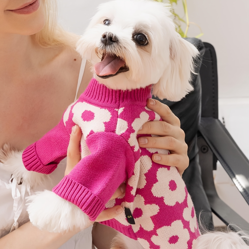 Hot Pink Floral Dog Sweater