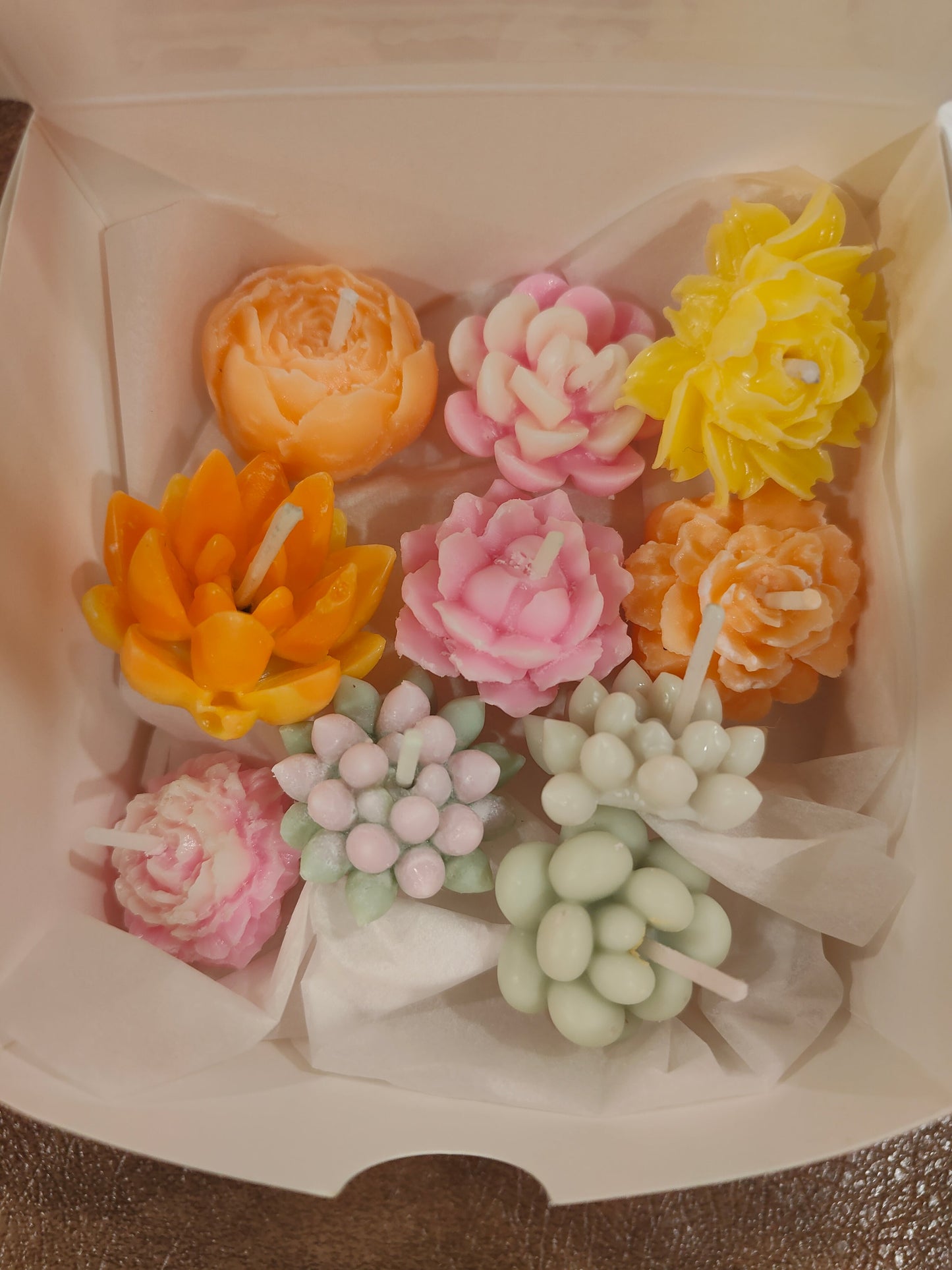 Assorted Small Flower & Succulent Candles - Handmade
