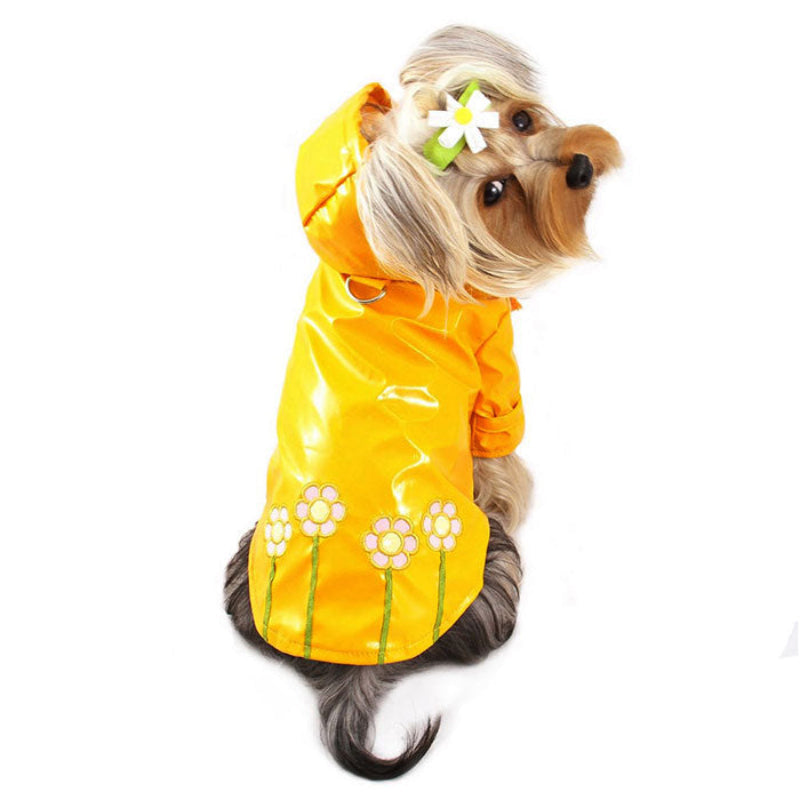 Polka Dots & Daisies Dog Raincoat with Cotton Lining