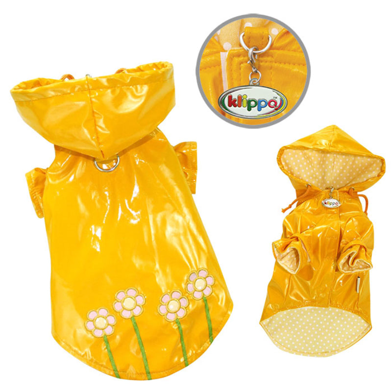 Polka Dots & Daisies Dog Raincoat with Cotton Lining