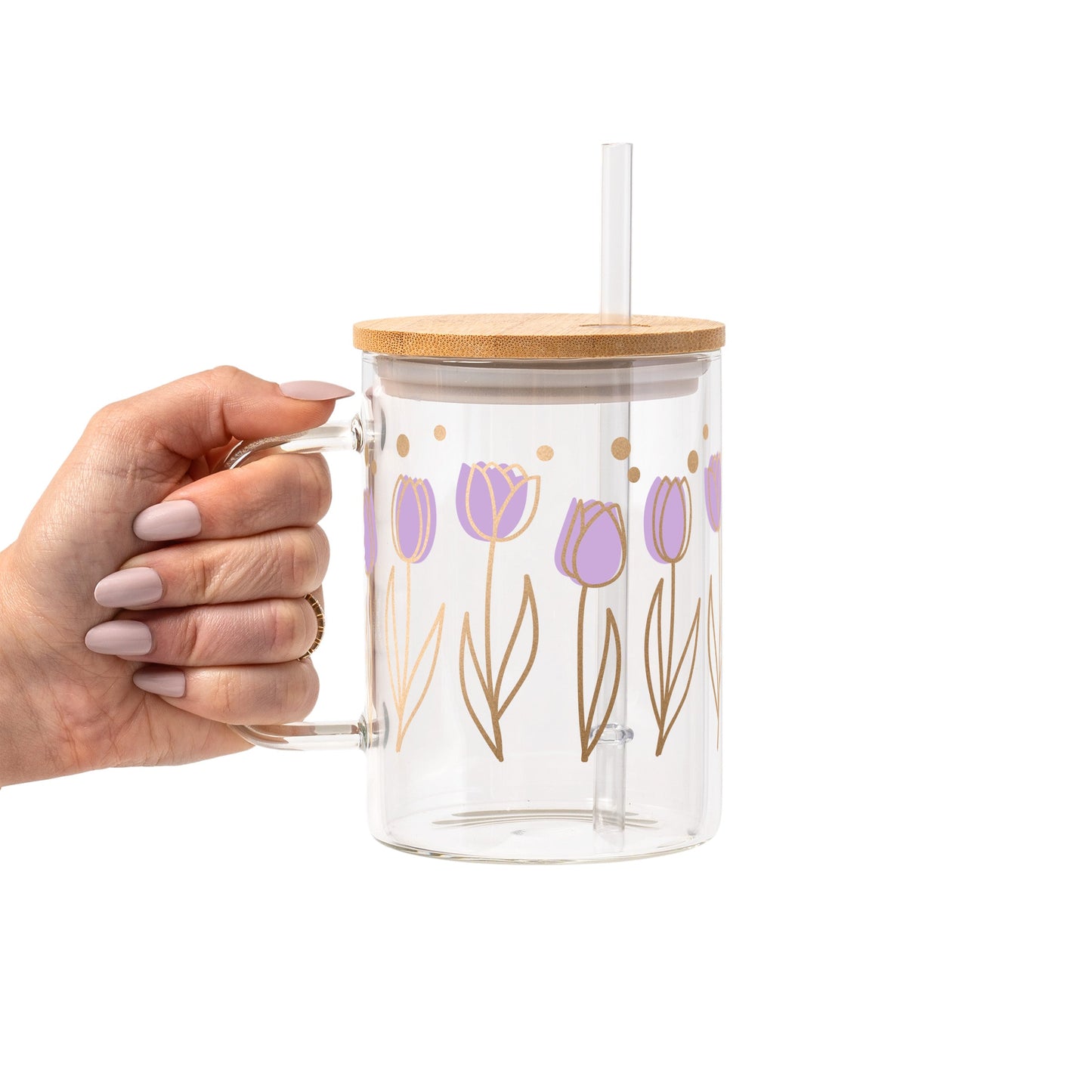 Purple Tulips Glass Cups