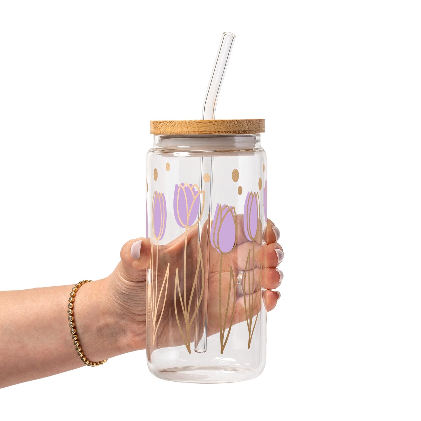 Purple Tulips Glass Cups