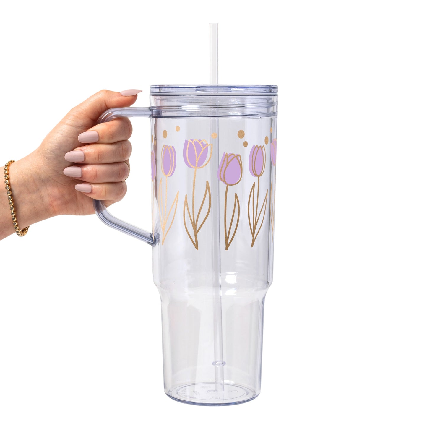 Purple Tulips Glass Cups