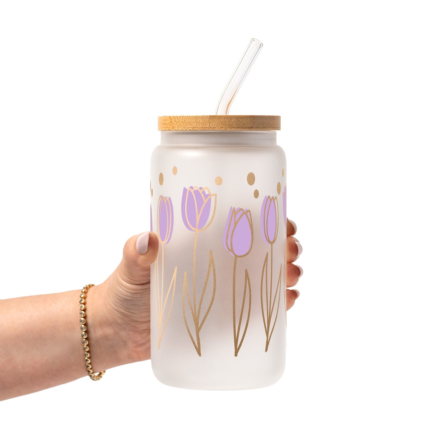 Purple Tulips Glass Cups
