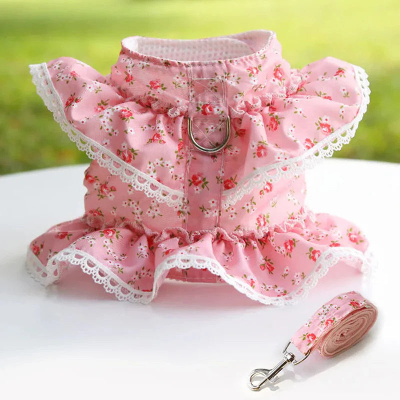 Dainty Floral & Lace Dog Harness