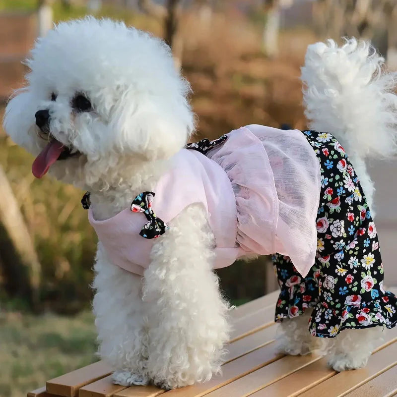 Floral Ruffle Dog Romper – Pink or White