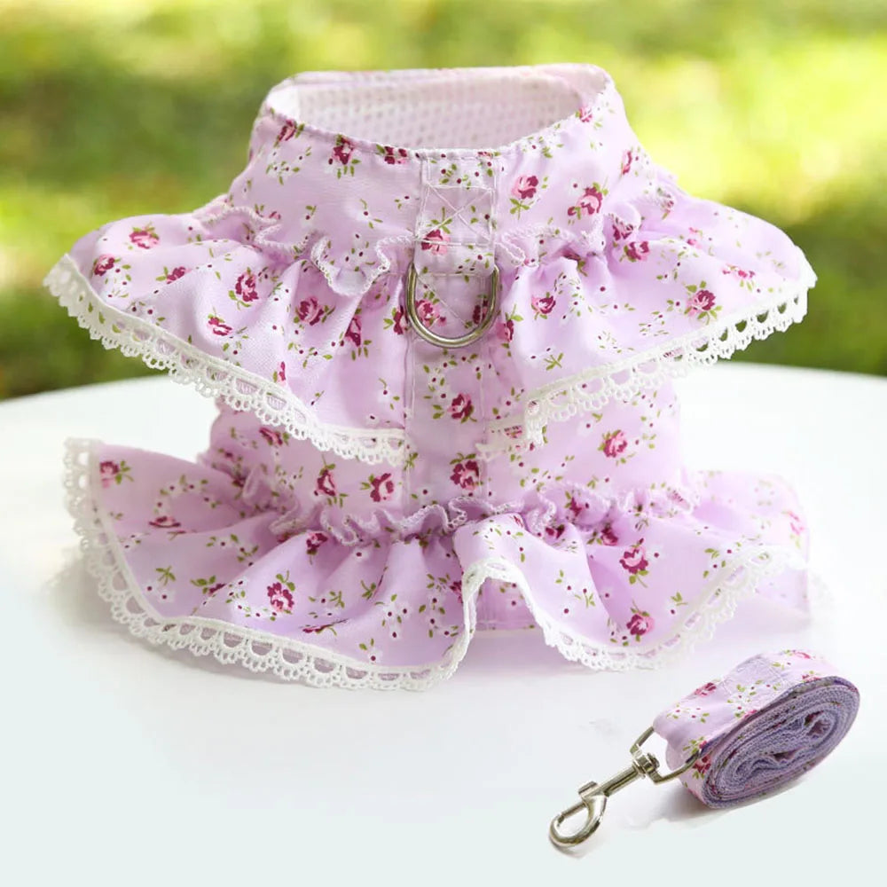 Dainty Floral & Lace Dog Harness