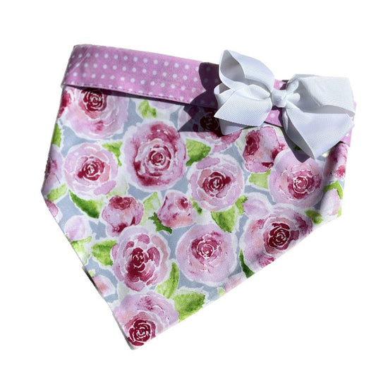 Rose Bandana Dog Collar With Bow