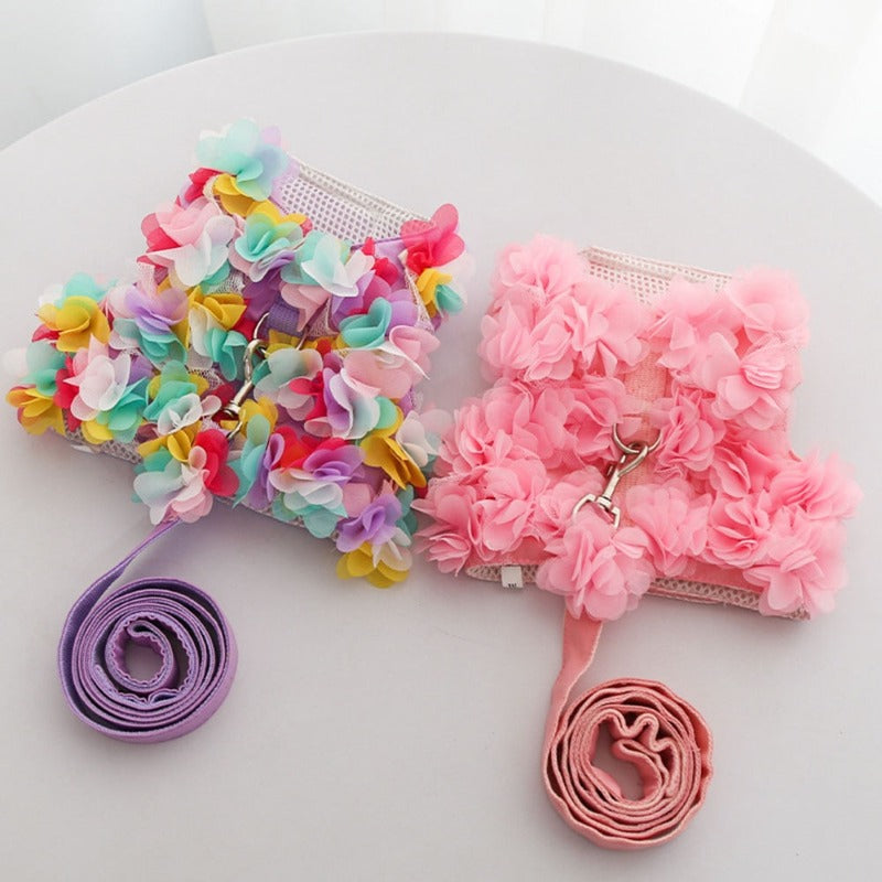 Dainty Flower Dog Harness & Leash Set