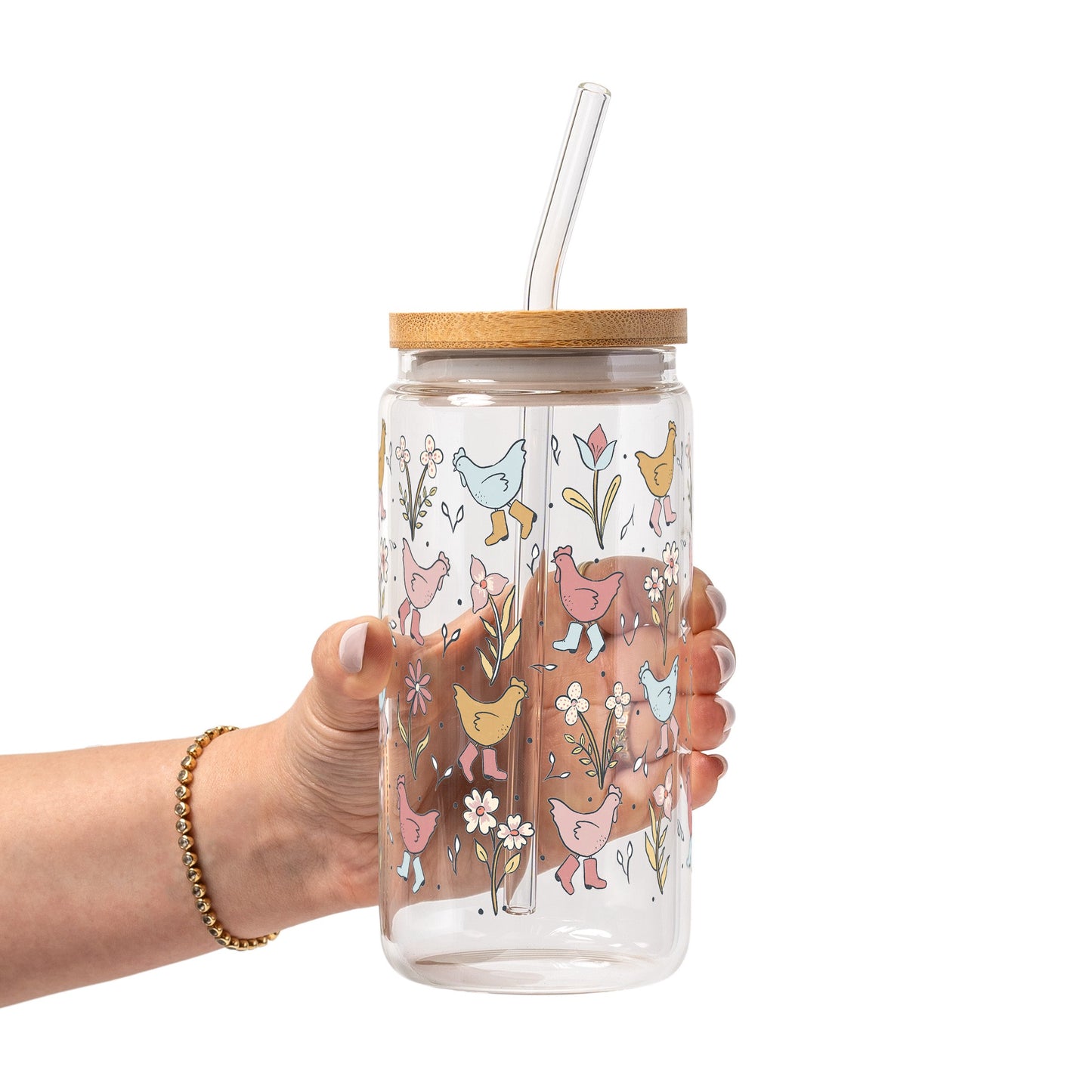 Funky Chickens Glass Cups