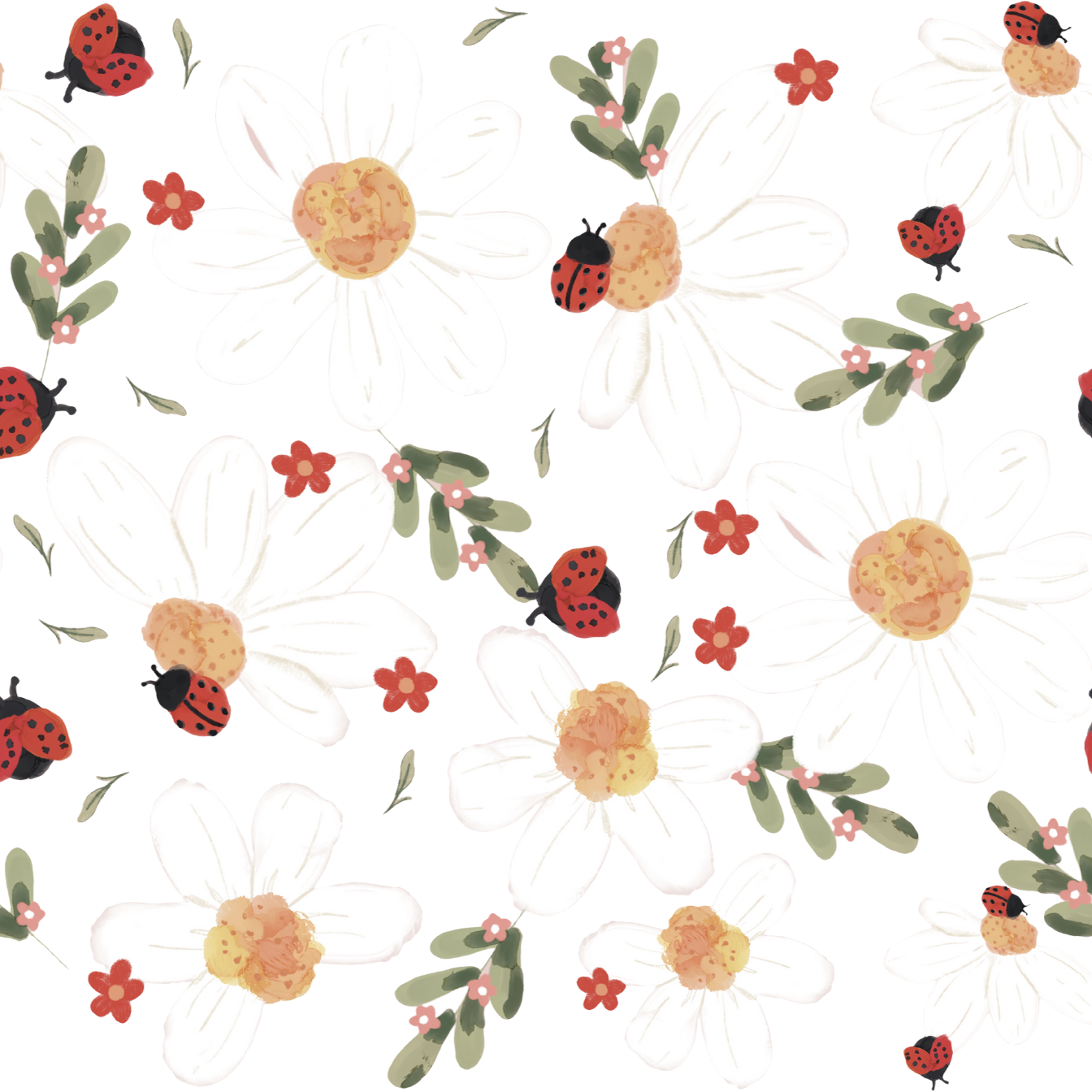 Daisy Ladybug Floral Glass Cups