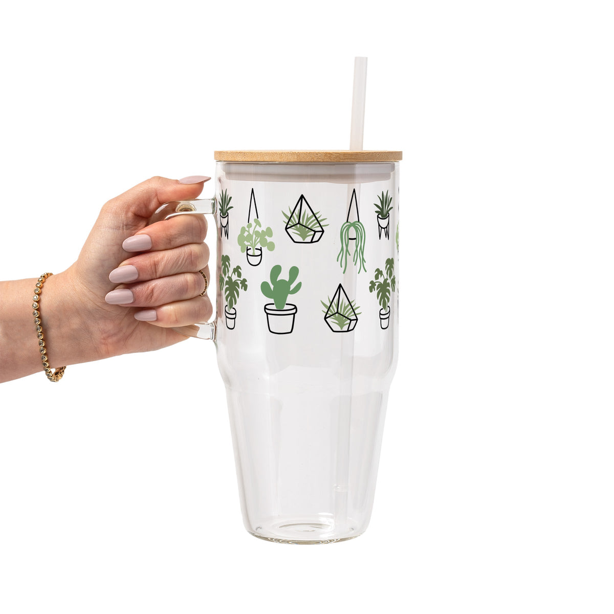 Botanical Greenery Plant Lover Glass Cups