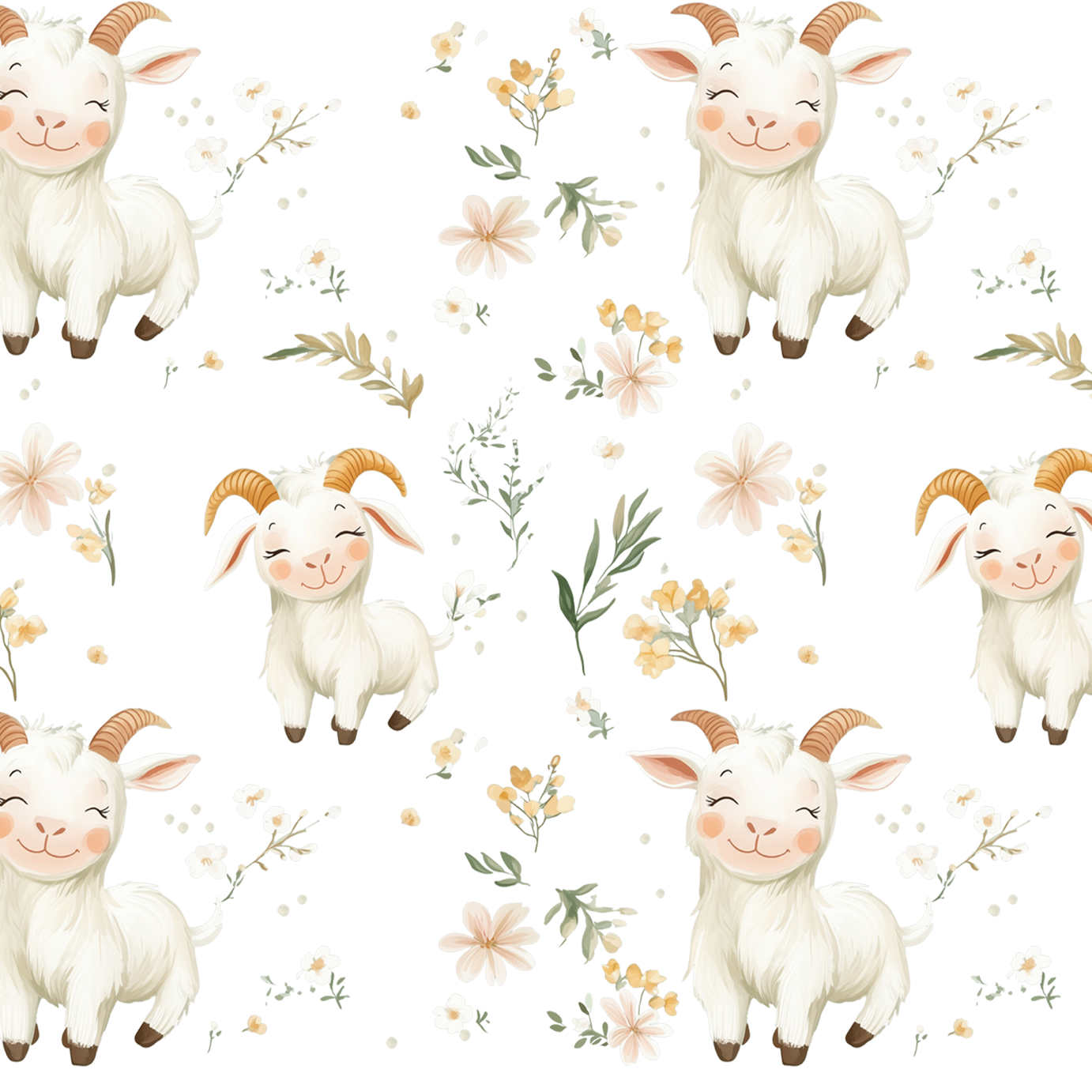 Floral Cute Goats Glass Cups