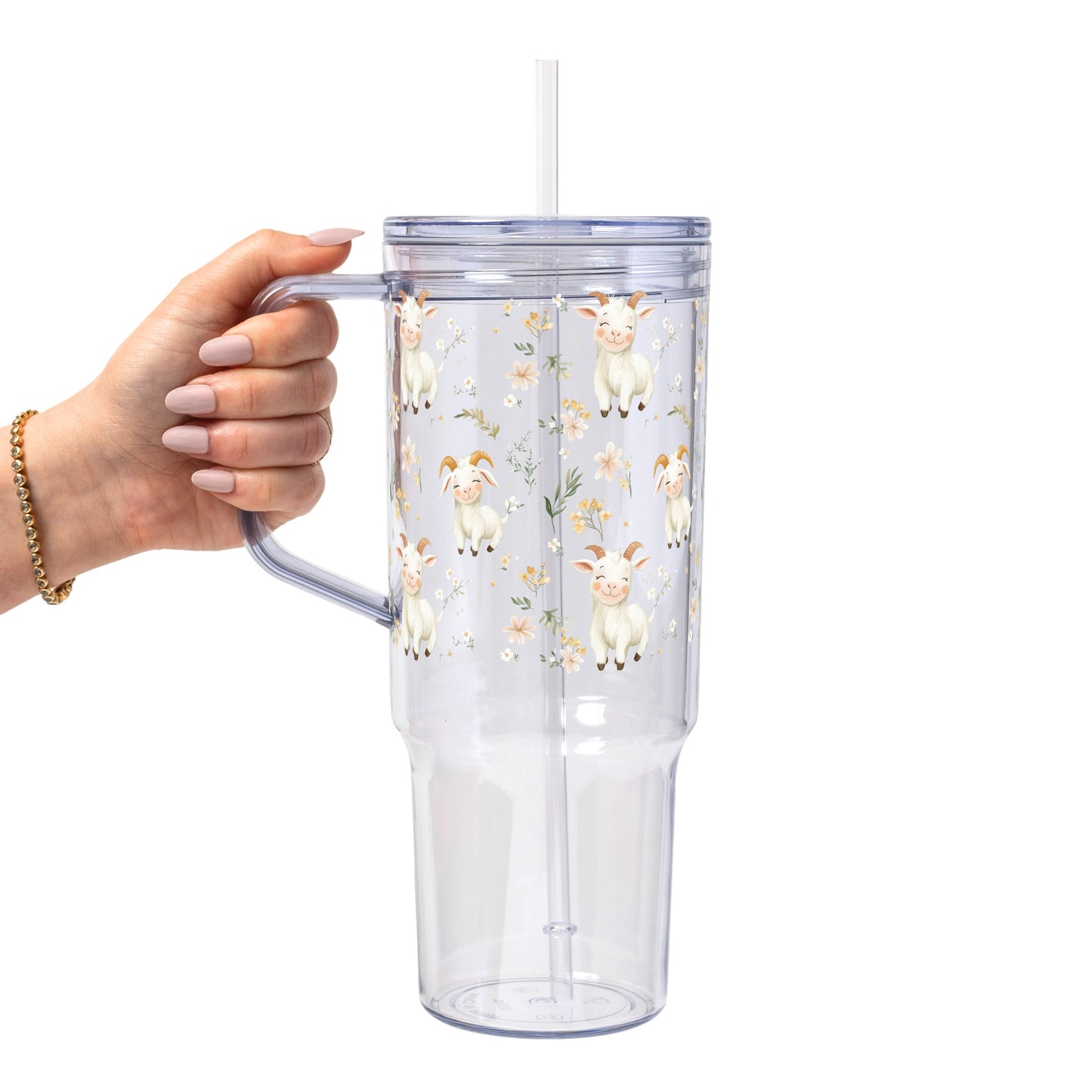 Floral Cute Goats Glass Cups