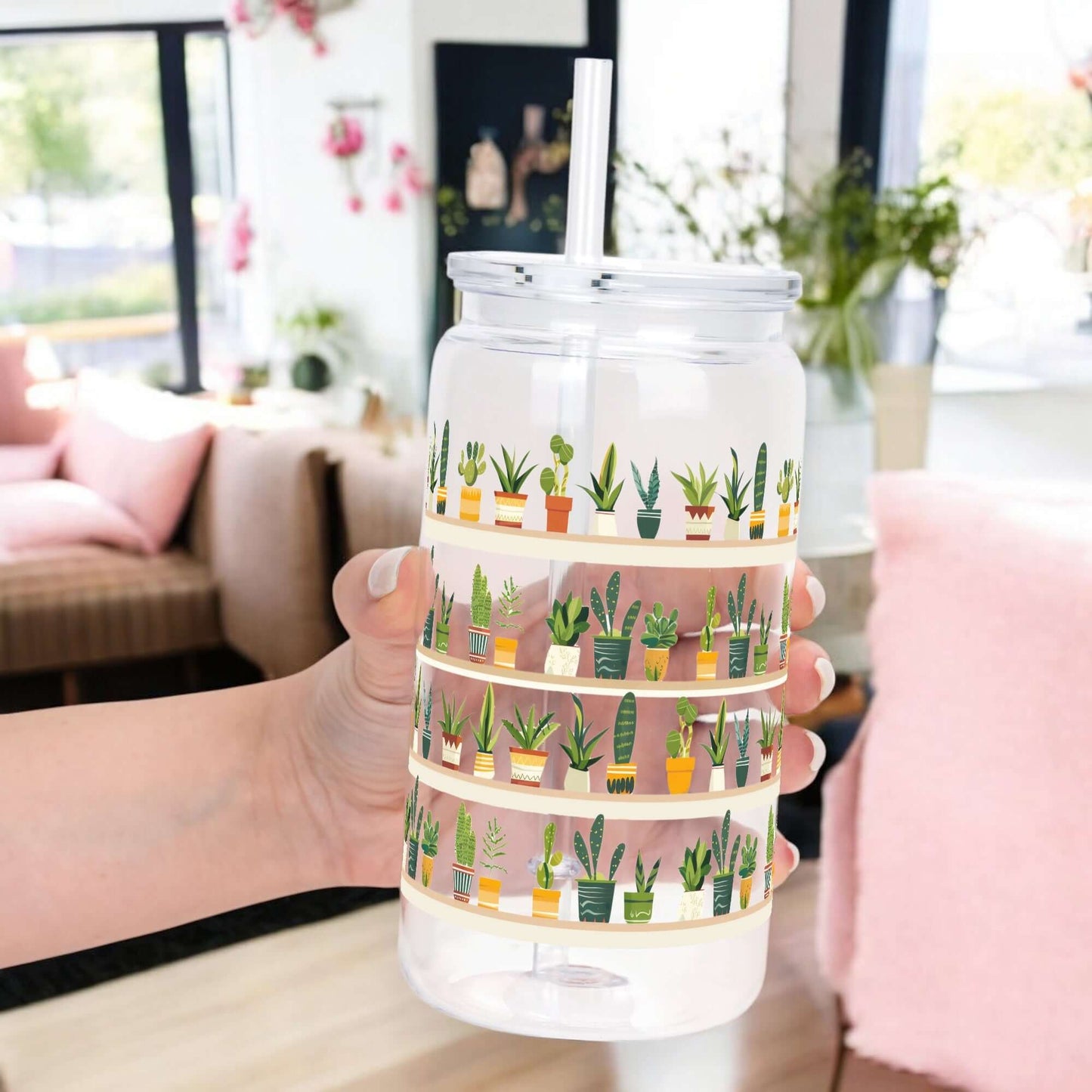 The Succulent Lover Cup with Lid and Straw