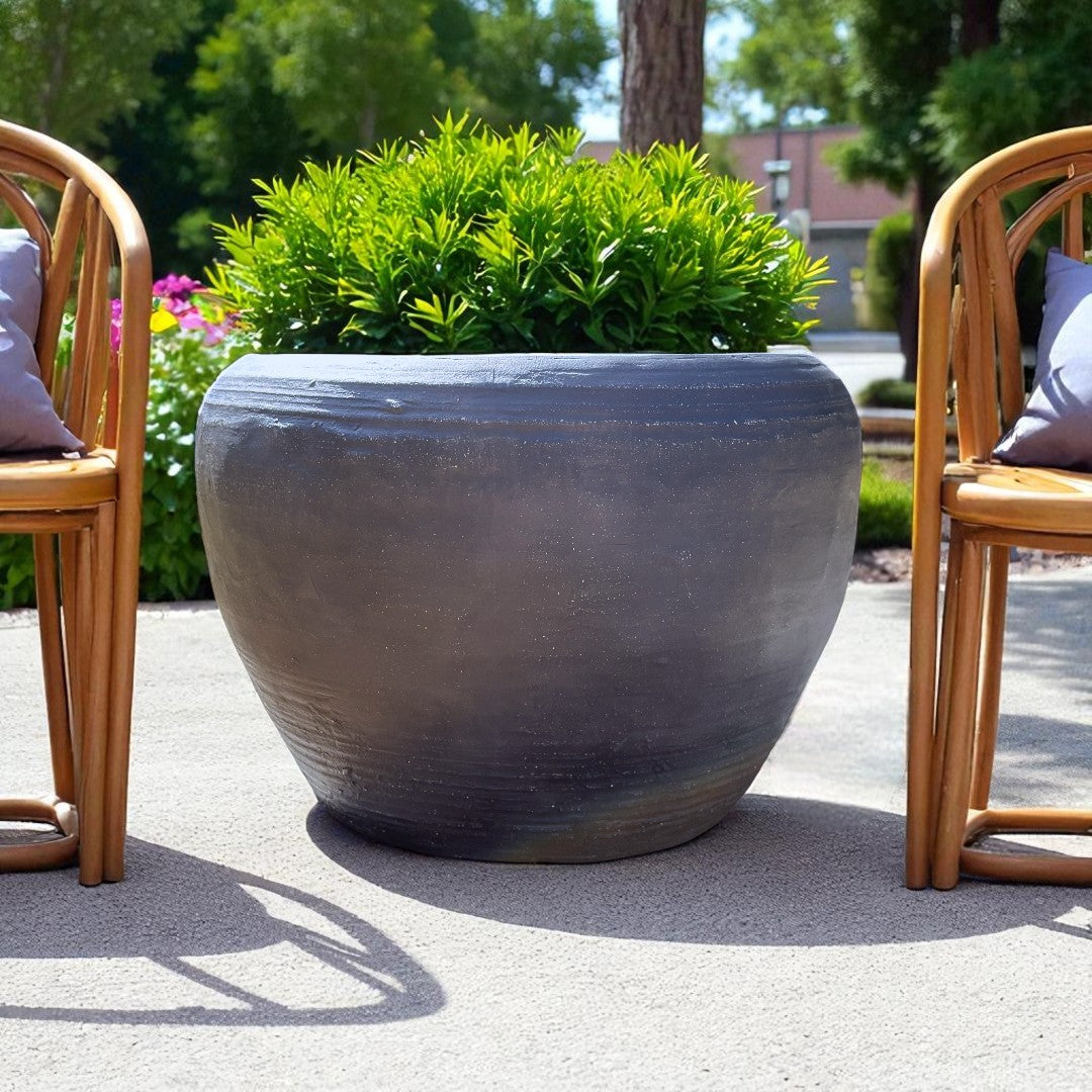 Titan XXL, Fiber Clay Pot, Hand-painted in Aged Black or Aged White, 28.3"D x 17"H