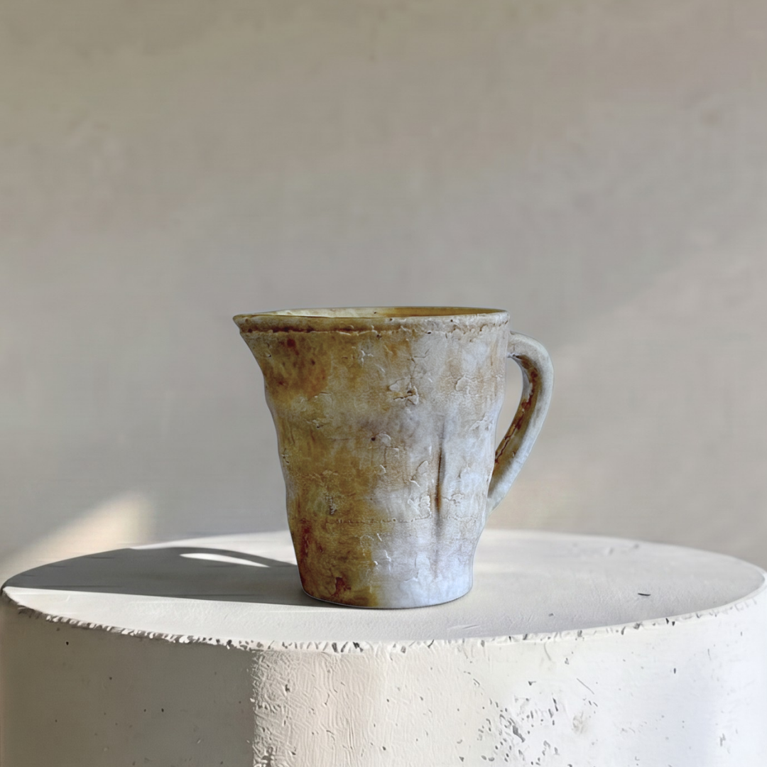 Valencia Carafe-Style Cement Planter, Hand-Painted in Aged Terracotta, 8.5"D x 7"H