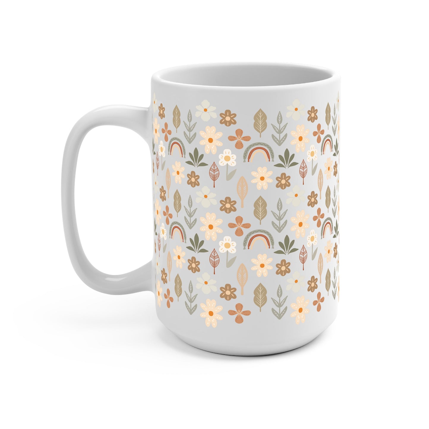 Neutral Wildflowers Glass Cups