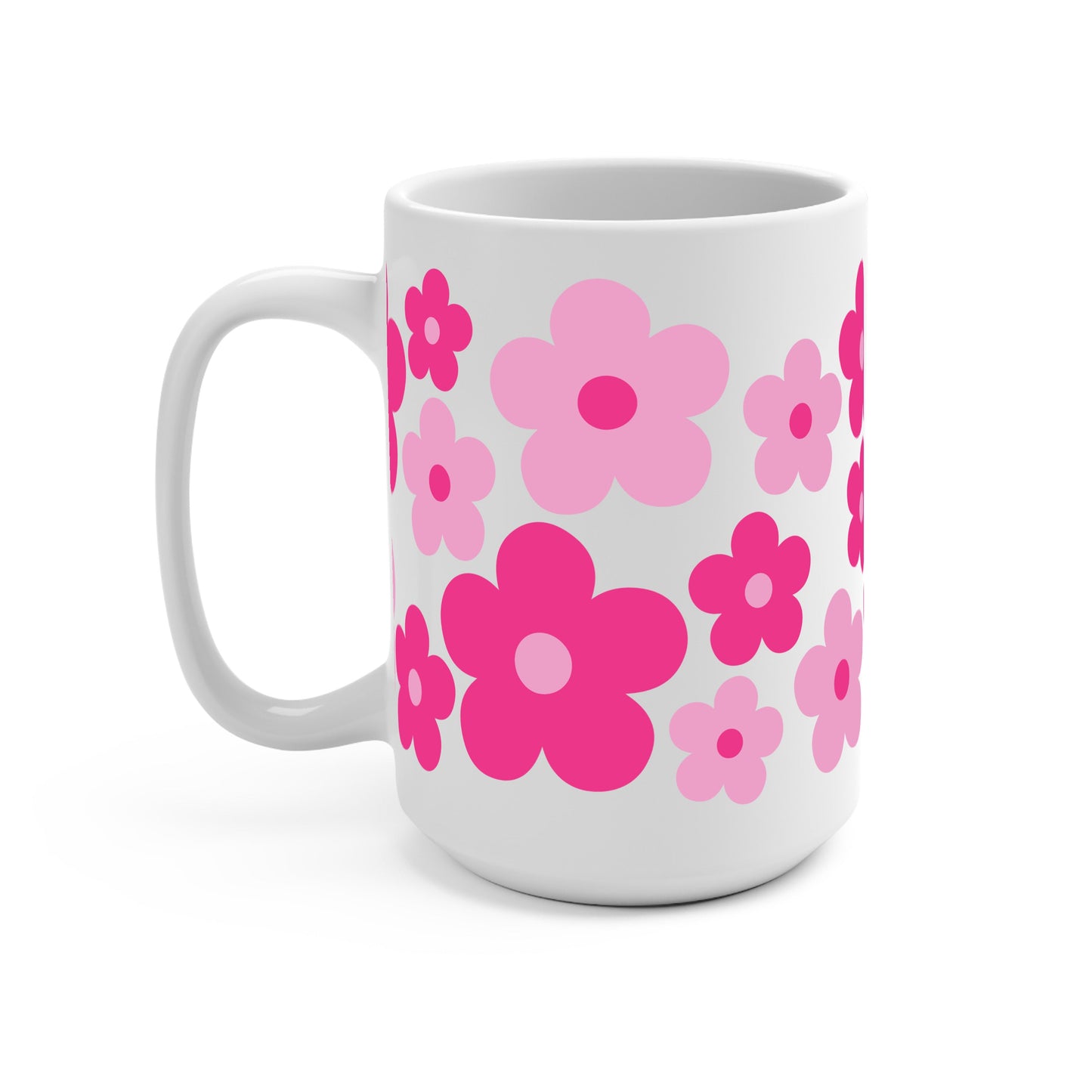 Retro Pink Daisy Floral Glass Cups
