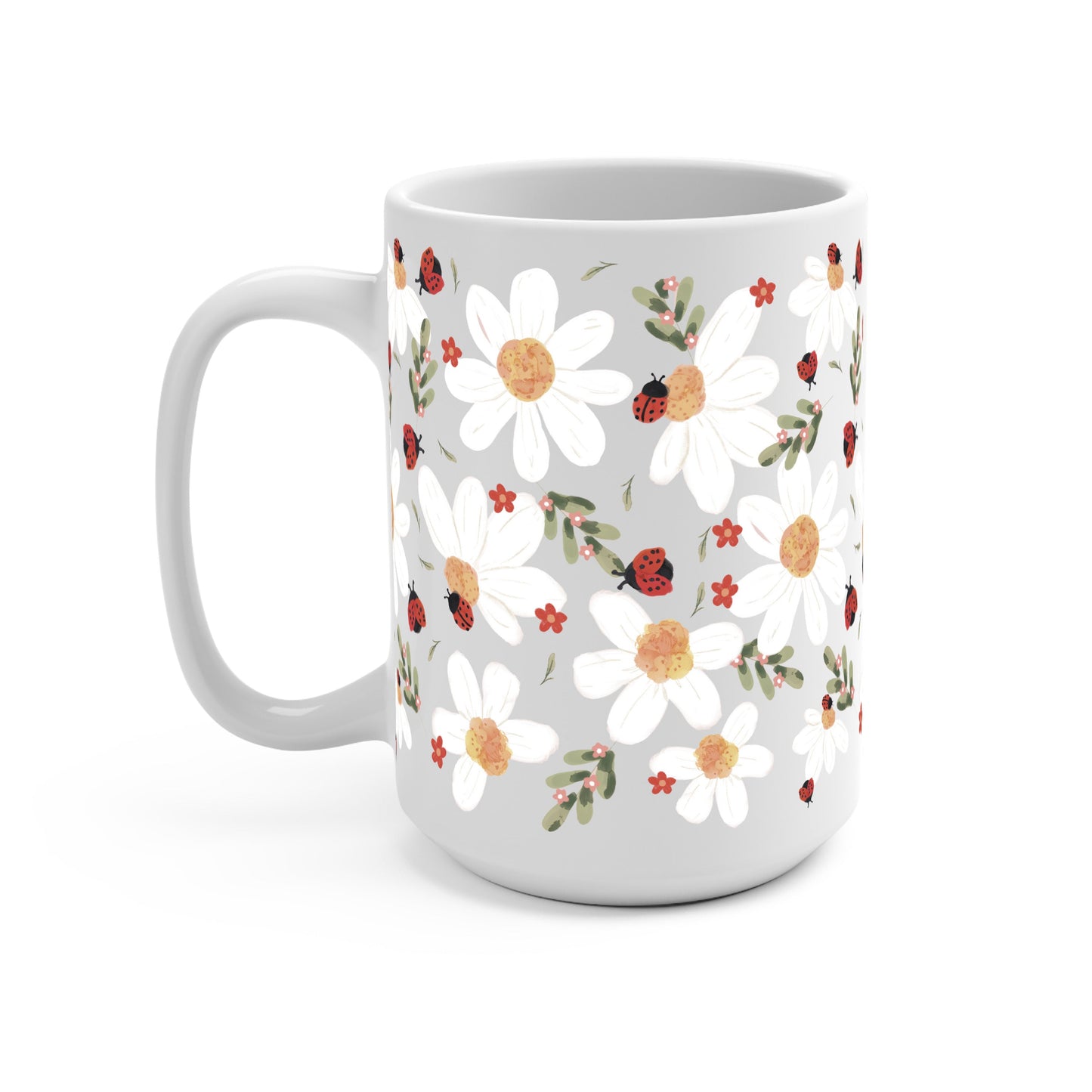 Daisy Ladybug Floral Glass Cups