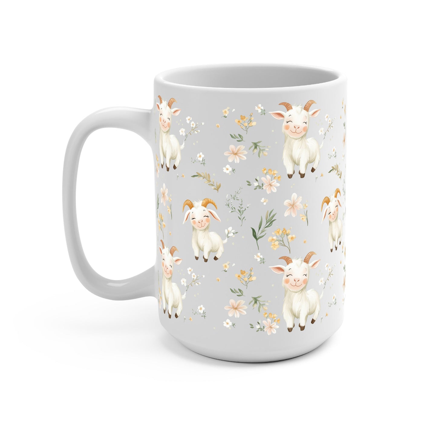 Floral Cute Goats Glass Cups