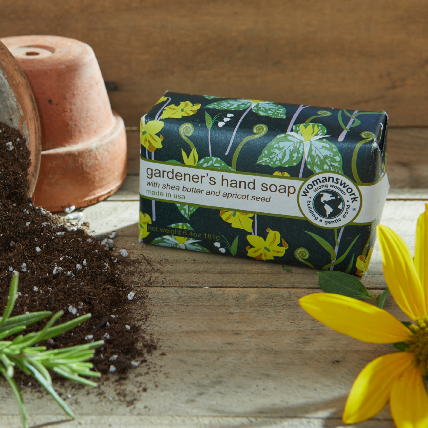 Gardeners Hand Soap packaged in Woodland Garden Print