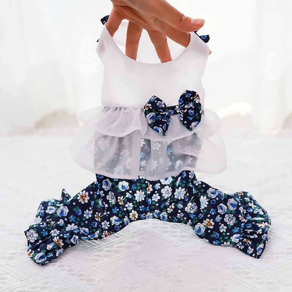 Floral Ruffle Dog Romper – Pink or White