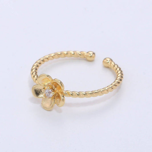 Simple Minimalist Dainty Thin Ring Stackable Rings Floral Flower Style Open Ring Twisted Ring Everyday Wear R-082