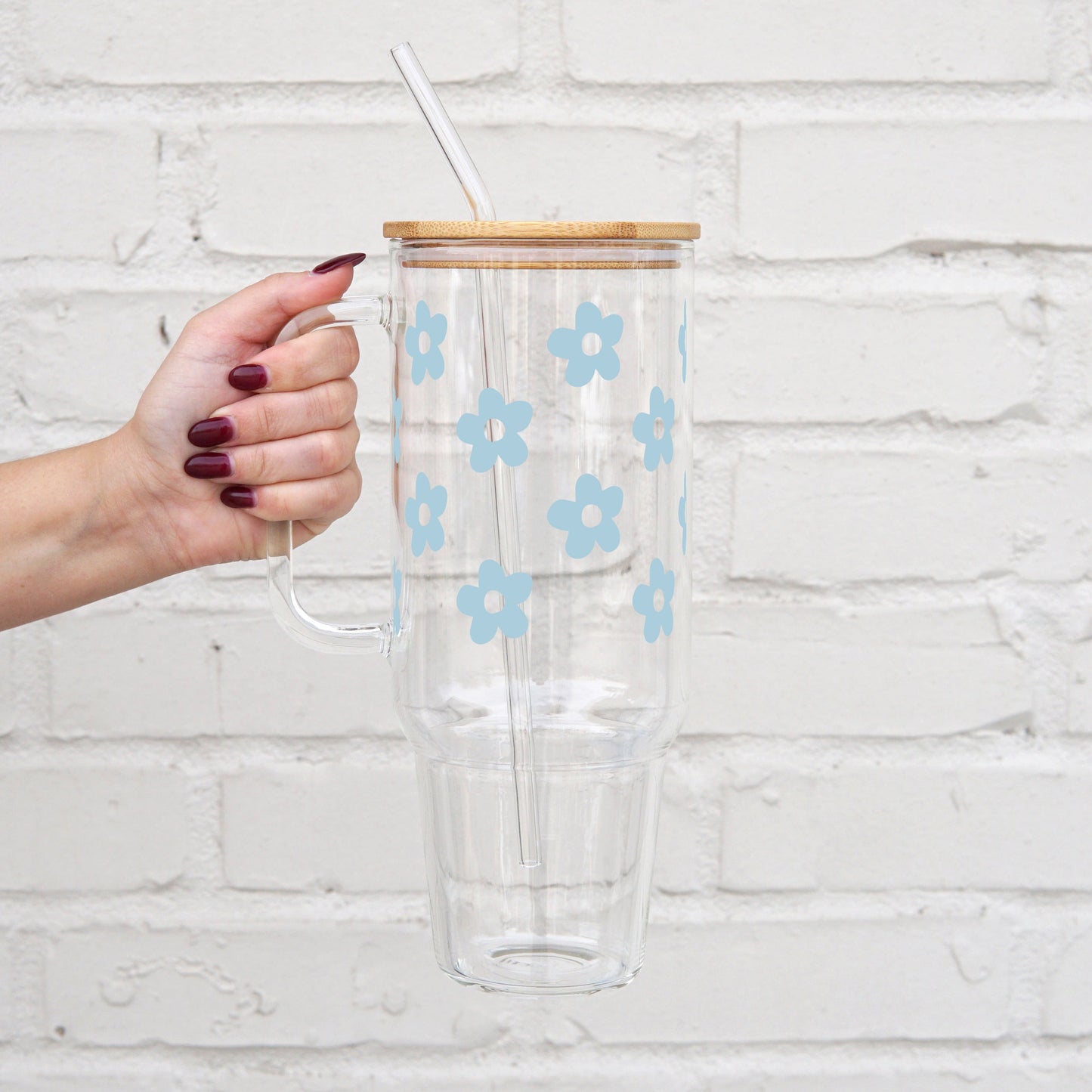 Daisy 40oz Glass or Plastic Tumbler With Lid and Straw