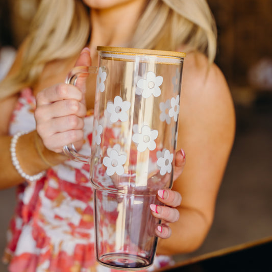Daisy 40oz Glass or Plastic Tumbler With Lid and Straw